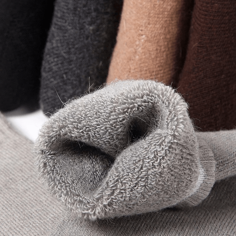 Unisex Winter Thermal Wool Socks – 5 Pack Thick Terry Rabbit Wool Warm Breathable Socks, One Size