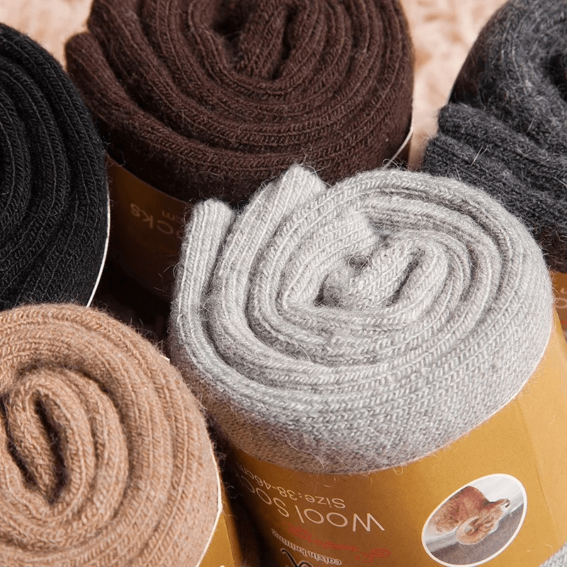 Unisex Winter Thermal Wool Socks – 5 Pack Thick Terry Rabbit Wool Warm Breathable Socks, One Size