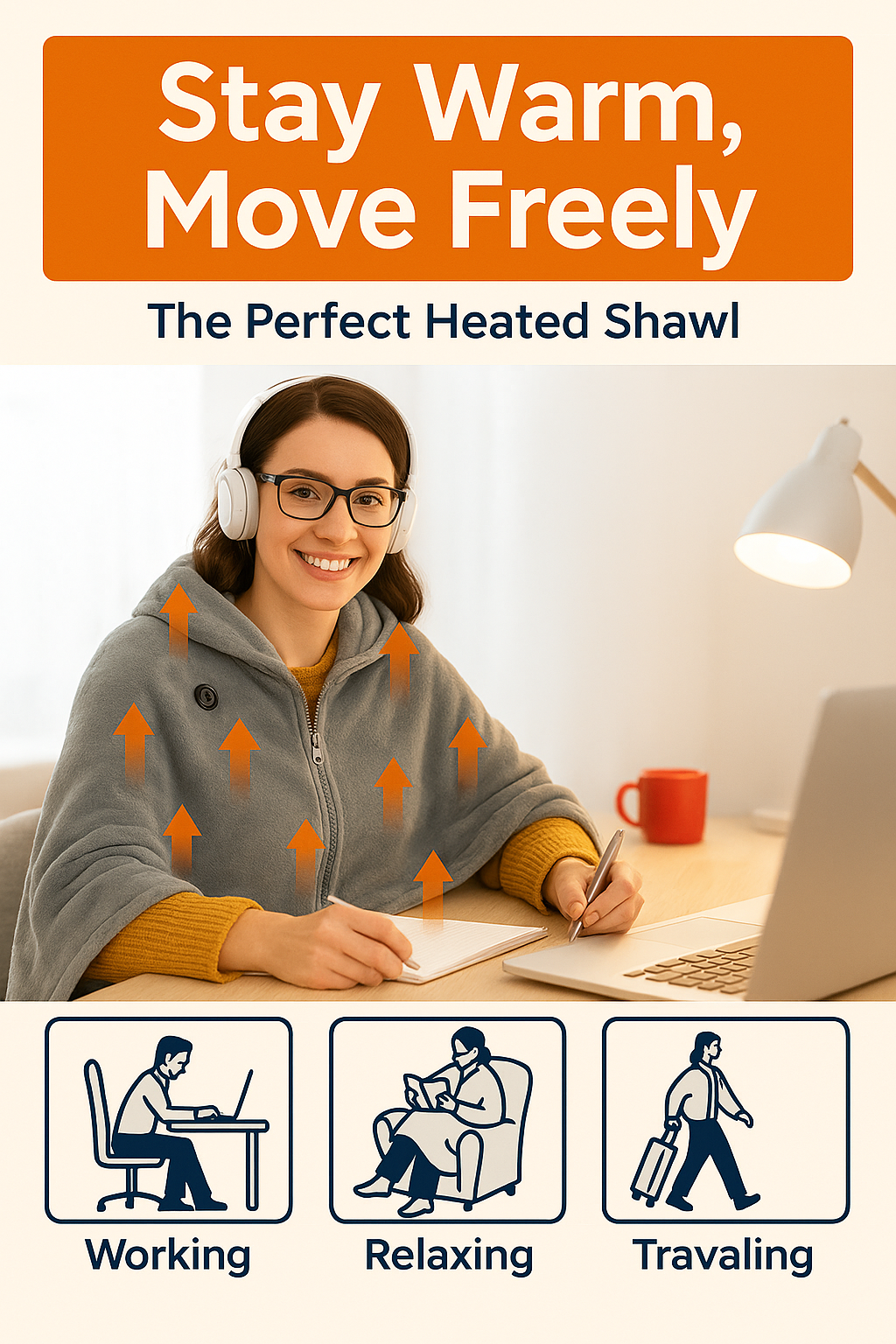 USB Heated Shawl Wrap – Wearable Warmth You Can Feel Instantly