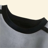 Close-up of the Warmweave™ USB Heated Sweatshirt collar with soft, ribbed fabric for added comfort