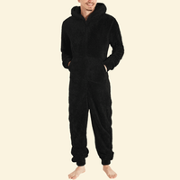 Model wearing Warmweave™ Men’s Thermal Fleece Zipper Onesie Pyjamas in Charcoal