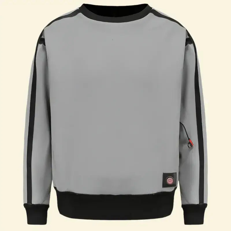 Front view of the Warmweave™ USB Heated Sweatshirt in grey and black, designed for winter warmth