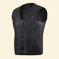 Black USB heated vest with front zipper and dual pockets – unisex thermal gilet for outdoor warmth

