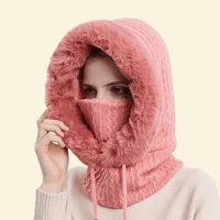 Warm Hooded Faux Fur Scarf – Leather Red
