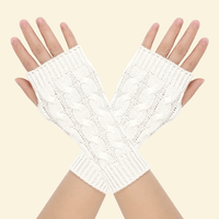 White open-finger gloves with knitted texture for winter use