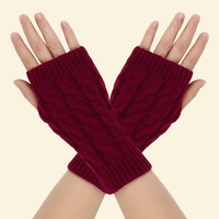 Wine red knit gloves with open fingers for warmth and mobility