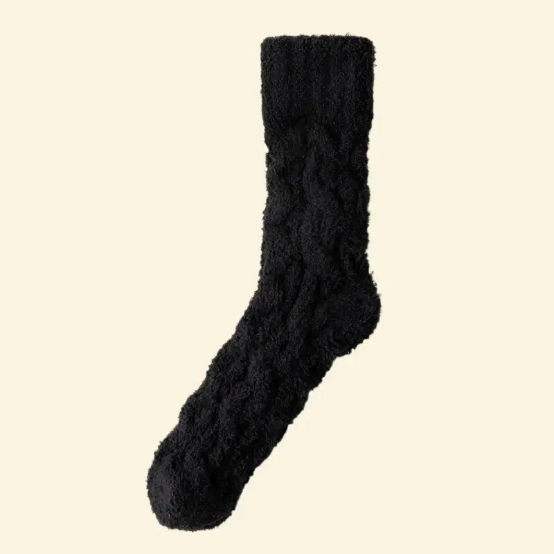 Charcoal grey coral velvet winter socks by Warmweave™, thick and fluffy with anti‑slip grips.