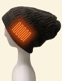 Side profile of Warmweave USB Heated Hat showing active heating element on ear