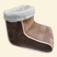 Coffee brown Warmweave™ foot warmer featuring plush velvet texture and white faux fur trim, designed for indoor comfort.