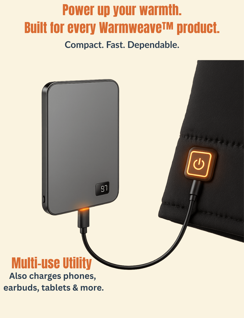 Warmweave™ Power Bank in Use with Heated Clothing