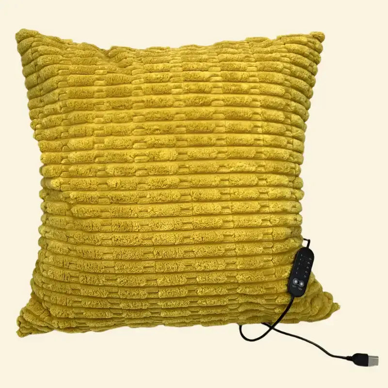 Golden Ember yellow Warmweave™ USB heated pillow with soft woven cover, 5 heating modes, and auto shut-off.