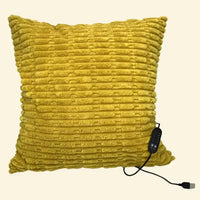 Golden Ember yellow Warmweave™ USB heated pillow with soft woven cover, 5 heating modes, and auto shut-off.