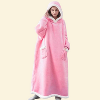 Warmweave™ Lazy Blanket in Blush Pink – ultra-soft wearable blanket hoodie for cozy nights